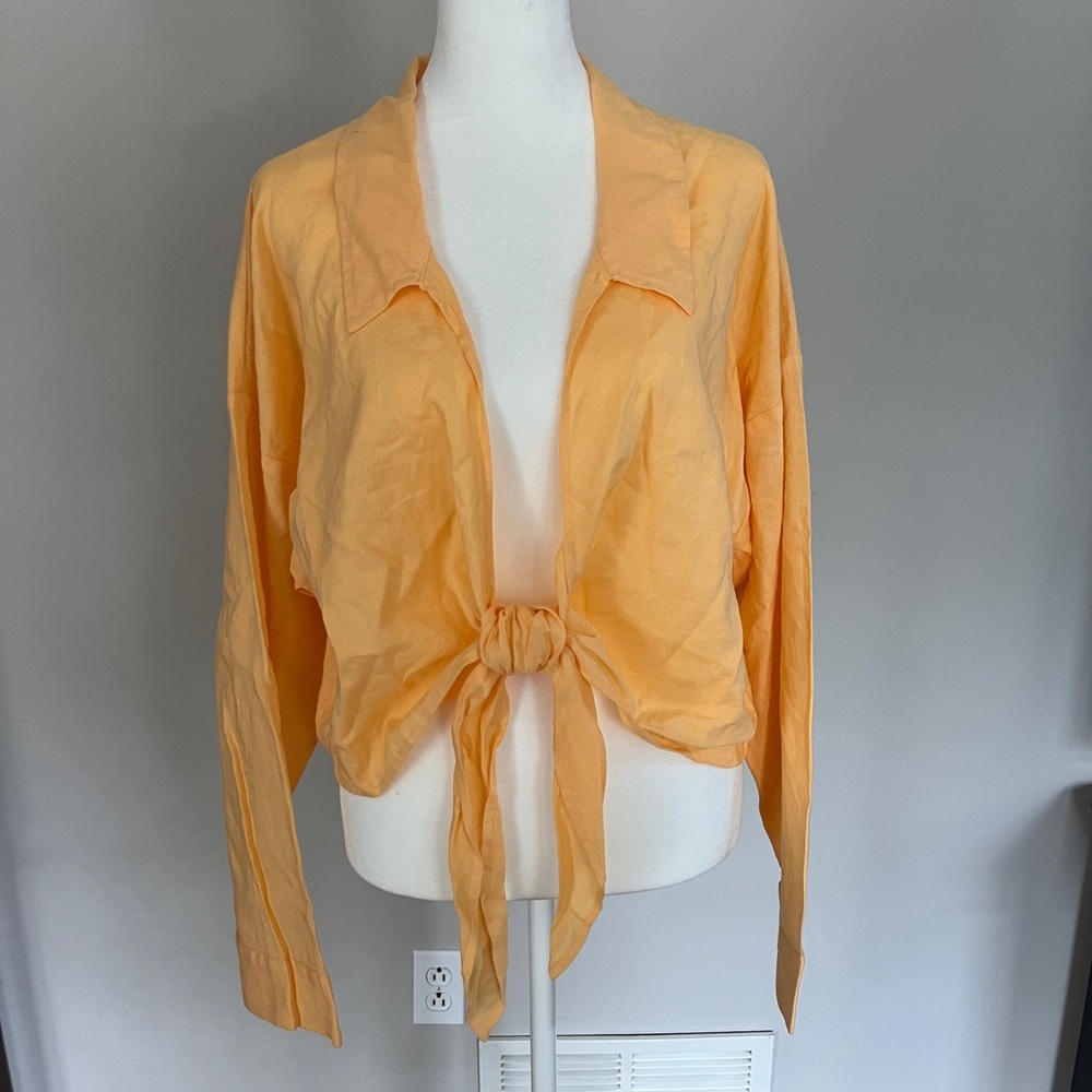 Calia Light Orange Tie-Front Blouse, Swimsuit Cover Up